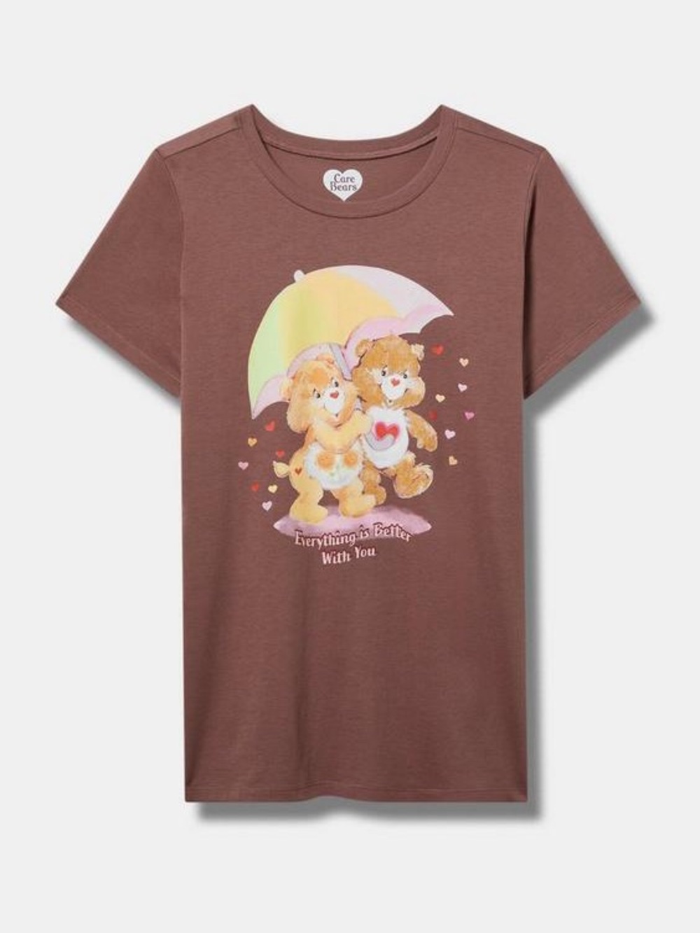 NWT Torrid Care Bears Brown Tee with Colorful Umbrella Graphic